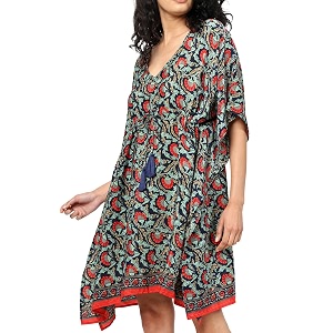 ke kanha exports kaftan dresskafthan dress for womenkaftan kurti for womenbeach wear dress for womenboho beachborder print drawstring tasselprintedeasily fits m to xxlbust32-42in length36in
