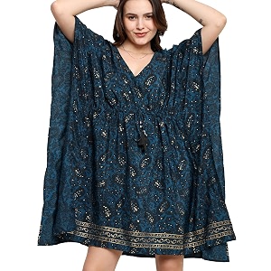 ke kanha exports kaftan dresskafthankaftan kurti for womenbeach wear dress for womenboho beachborder print drawstring tasselprintedeasily fits m to xxlbust32-42in length36in