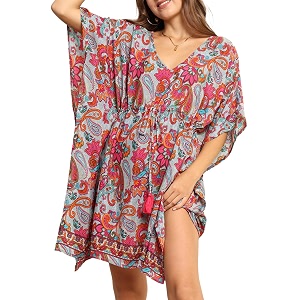 ke kanha exports kaftan dresskafthan dress for womenkaftan kurti for womenbeach wear dress for womenboho beachborder print drawstring tasselprintedeasily fits m to xxlbust32-42in length36in