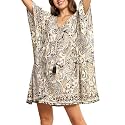 KE KANHA EXPORTS Kaftan Dress|kafthan|kaftan kurti for women|beach wear dress for women|Boho Beach|Border Print Drawstring Tassel|Printed|Easily fits M TO XXL|Bust32-42in Length36in