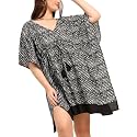 KE KANHA EXPORTS Kaftan Dress|kafthan Dress for Women|Kaftan Kurti for Women|Beach wear Dress for Women|Boho Beach|Border Print Drawstring Tassel|Printed|Easily fits M to XXL|Bust32-42in Length36in