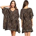 KE KANHA EXPORTS Kaftan Dress|kafthan|kaftan kurti for women|beach wear dress for women|Boho Beach|Border Print Drawstring Tassel|Printed|Easily fits M TO XXL|Bust32-42in Length36in