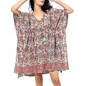 KE KANHA EXPORTS Kaftan Dress|kafthan Dress for Women|Kaftan Kurti for Women|Beach wear Dress for Women|Boho Beach|Border Print Drawstring Tassel|Printed|Easily fits M to XXL|Bust32-42in Length36in