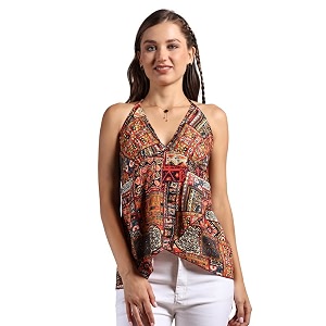 ke kanha exports tops for women western  jeans tops for women  sleeveless crop top  summer  beach wear  stylish trendy tunics halter neck top  fashion any occasion maroon terra-cotta 2424