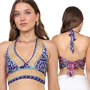 ke kanha exports halter neck wrap toptop for womenbackless tops for womenhalter neck topsadjustable wrap waistboho beach border printeasily fits s-mbust30-36inchlengthupto 18inch