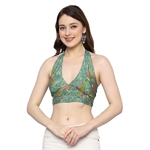 ke kanha exports halter neck wrap toptop for womenbackless tops for womenhalter neck topsadjustable wrap waistboho beach border printeasily fits s-mbust30-36inchlengthupto 18inch