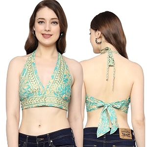 ke kanha exports halter neck wrap toptop for womenbackless tops for womenhalter neck topsadjustable wrap waistboho beach border printeasily fits s-mbust30-36inchlengthupto 18inch