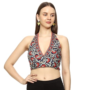 ke kanha exports halter neck wrap toptop for womenbackless tops for womenhalter neck topsadjustable wrap waistboho beach border printeasily fits s-mbust30-36inchlengthupto 18inch