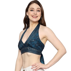 ke kanha exports halter neck wrap toptop for womenbackless tops for womenhalter neck topsadjustable wrap waistboho beach border printeasily fits s-mbust30-36inchlengthupto 18inch