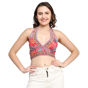 ke kanha exports halter neck wrap toptop for womenbackless tops for womenhalter neck topsadjustable wrap waistboho beach border printeasily fits s-mbust30-36inchlengthupto 18inch