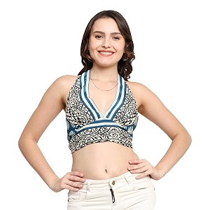 ke kanha exports halter neck wrap toptop for womenbackless tops for womenhalter neck topsadjustable wrap waistboho beach border printeasily fits s-mbust30-36inchlengthupto 18inch