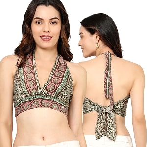 ke kanha exports halter neck wrap toptop for womenbackless tops for womenhalter neck topsadjustable wrap waistboho beach border printeasily fits s-mbust30-36inchlengthupto 18inch