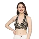 KE KANHA EXPORTS Halter Top|Backless Tops|Halter Neck Top for Women|Beach Tops for Women|Boho Beach Border Print V Neck|Multicolor|Easily fits S-M-L|Bust 30-36 in Length 18 in