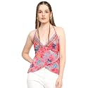 KE Kanha Exports Tops for Women Western | Jeans Tops for Women | Sleeveless Crop top | Summer | Beach wear | Stylish Trendy Tunics Halter Neck top | Fashion Any Occasion(Warm Pink 2424)