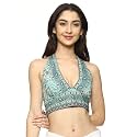 KE KANHA EXPORTS Halter Neck Wrap Top|top for Women|Backless Tops for Women|Halter Neck Tops|Adjustable wrap Waist|Boho Beach Border Print|Easily fits S-M|Bust30-36Inch|LengthUpTo 18Inch