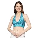 KE KANHA EXPORTS Halter Neck Wrap Top|top for Women|Backless Tops for Women|Halter Neck Tops|Adjustable wrap Waist|Boho Beach Border Print|Easily fits S-M|Bust30-36Inch|LengthUpTo 18Inch