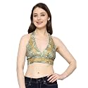 KE KANHA EXPORTS Halter Neck Wrap Top|top for Women|Backless Tops for Women|Halter Neck Tops|Adjustable wrap Waist|Boho Beach Border Print|Easily fits S-M|Bust30-36Inch|LengthUpTo 18Inch