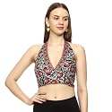 KE KANHA EXPORTS Halter Neck Wrap Top|top for Women|Backless Tops for Women|Halter Neck Tops|Adjustable wrap Waist|Boho Beach Border Print|Easily fits S-M|Bust30-36Inch|LengthUpTo 18Inch