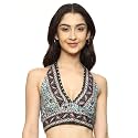 KE KANHA EXPORTS Halter Neck Wrap Top|top for Women|Backless Tops for Women|Halter Neck Tops|Adjustable wrap Waist|Boho Beach Border Print|Easily fits S-M|Bust30-36Inch|LengthUpTo 18Inch