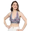 KE KANHA EXPORTS Halter Neck Wrap Top|top for Women|Backless Tops for Women|Halter Neck Tops|Adjustable wrap Waist|Boho Beach Border Print|Easily fits S-M|Bust30-36Inch|LengthUpTo 18Inch