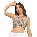 KE KANHA EXPORTS Halter Neck Wrap Top|top for Women|Backless Tops for Women|Halter Neck Tops|Adjustable wrap Waist|Boho Beach Border Print|Easily fits S-M|Bust30-36Inch|LengthUpTo 18Inch