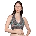 KE KANHA EXPORTS Halter Top|Backless Tops|Halter Neck Top for Women|Beach Tops for Women|Boho Beach Border Print V Neck|Multicolor|Easily fits S-M-L|Bust 30-36 in Length 18 in