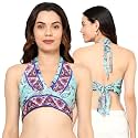 KE KANHA EXPORTS Halter Neck Wrap Top|top for Women|Backless Tops for Women|Halter Neck Tops|Adjustable wrap Waist|Boho Beach Border Print|Easily fits S-M|Bust30-36Inch|LengthUpTo 18Inch