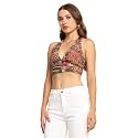 KE KANHA EXPORTS Halter Neck Wrap Top|top for Women|Backless Tops for Women|Halter Neck Tops|Adjustable wrap Waist|Boho Beach Border Print|Easily fits S-M|Bust30-36Inch|LengthUpTo 18Inch