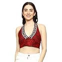 KE KANHA EXPORTS Halter Neck Wrap Top|top for Women|Backless Tops for Women|Halter Neck Tops|Adjustable wrap Waist|Boho Beach Border Print|Easily fits S-M|Bust30-36Inch|LengthUpTo 18Inch