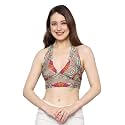 KE KANHA EXPORTS Halter Neck Wrap Top|top for Women|Backless Tops for Women|Halter Neck Tops|Adjustable wrap Waist|Boho Beach Border Print|Easily fits S-M|Bust30-36Inch|LengthUpTo 18Inch
