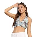 KE KANHA EXPORTS Halter Neck Wrap Top|top for Women|Backless Tops for Women|Halter Neck Tops|Adjustable wrap Waist|Boho Beach Border Print|Easily fits S-M|Bust30-36Inch|LengthUpTo 18Inch
