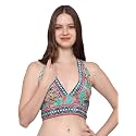 KE KANHA EXPORTS Halter Neck Wrap Top|top for Women|Backless Tops for Women|Halter Neck Tops|Adjustable wrap Waist|Boho Beach Border Print|Easily fits S-M|Bust30-36Inch|LengthUpTo 18Inch