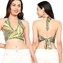 KE Kanha Exports Tops for Women Western | Jeans Tops for Women | Sleeveless Crop top | Summer | Beach wear | Stylish Trendy Tunics Halter Neck top | Fashion Any Occasion (Pale Oyster 2965)