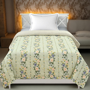 kea solid single comforter for  ac room microfiber green cream