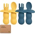 KeaBabies 4-Pack Silicone Baby Spoons and Forks Set BPA-Free (Valiant)