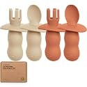 KeaBabies 4-Pack Silicone Baby Spoons and Forks Set BPA-Free (Terracotta)