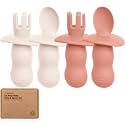 KeaBabies 4-Pack Silicone Baby Spoons and Forks Set BPA-Free (Roseate)