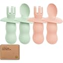KeaBabies 4-Pack Silicone Baby Spoons and Forks Set BPA-Free (Mellow)