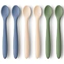 KeaBabies Silicone Baby Spoons Self Feeding 6-12 months, 6pk, Slate, Small
