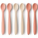 KeaBabies Silicone Baby Spoons Self Feeding 6-12 months, 6pk, Roseate,Small