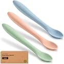 KeaBabies Silicone Baby Spoons Self Feeding 6-12 months, 3pk, Mellow, Small