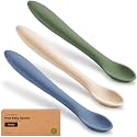 KeaBabies Silicone Baby Spoons Self Feeding 6-12 months, 3pk, Slate, Small