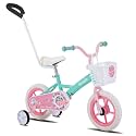 KEANO Voyager 10 12 Inch Kids Bike for Boys and Girls Ages 1-4 Years, Toddler Bike with Training Wheels &amp; Basket, Detachable Parent Push Handle, Children Bicycle