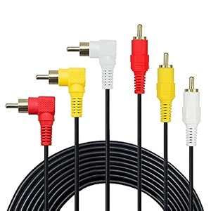 3 rca cable gold plated 90 degree right angle audiovideo cable male to male composite av cable 5 meter164 feet