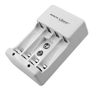 rock light rl-c5 battery charger for 9v amp aaaaa pencil size rechargeable batteries  charges up to 4 ni-cdni-mh cells  automatic charging with led indicator amp safety protection