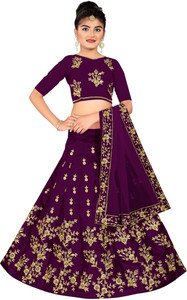 kedar fab girls lehenga choli ethnic wear embroidered lehenga choli and dupatta set purple pack of 1