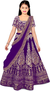 kedar fab girls lehenga choli ethnic wear embroidered lehenga choli and dupatta set purple pack of 1