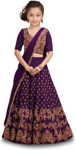 kedar fab girls lehenga choli ethnic wear embroidered lehenga choli and dupatta set purple pack of 1
