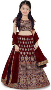 kedar fab girls lehenga choli ethnic wear embroidered lehenga choli and dupatta set maroon pack of 1