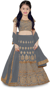 kedar fab girls lehenga choli ethnic wear embroidered lehenga choli and dupatta set grey pack of 1